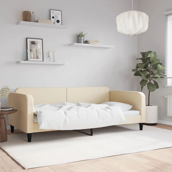 vidaXL Lit de repos cr&egrave;me 100x200 cm tissu