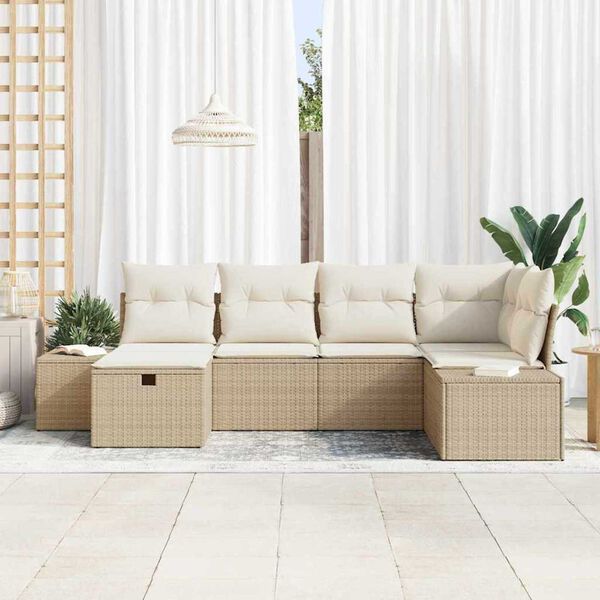 vidaXL Ensemble de canapé de jardin 6 pcs Beige 55 x 62 x 69 cm