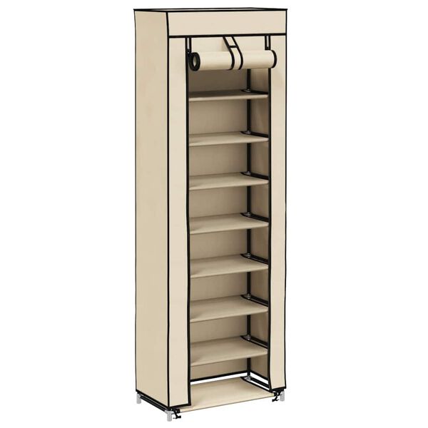 vidaXL Armoire &agrave; chaussures avec housse Cr&egrave;me 57x29x162 cm Tissu