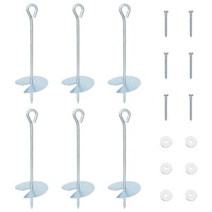 vidaXL Ancre de terre 6 pcs Argent&eacute; &Oslash;10 x 30 cm M&eacute;tal galvanis&eacute;
