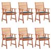 vidaXL Chaises &agrave; manger d'ext&eacute;rieur lot de 6 et coussins Acacia massif