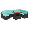 vidaXL Ensemble de canap&eacute; de jardin avec coussin 9 pcs Noir et bleu