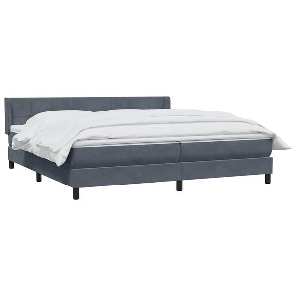 vidaXL Sommier &agrave; lattes de lit et matelas gris fonc&eacute; 180x210cm velours