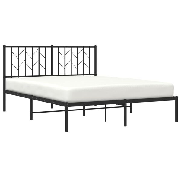 vidaXL Cadre de lit m&eacute;tal sans matelas avec t&ecirc;te de lit noir 140x190cm