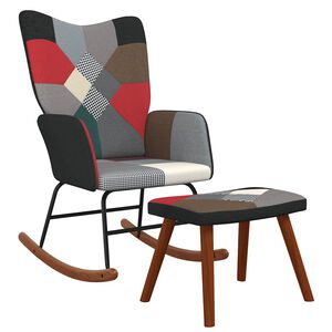 vidaXL Chaise &agrave; bascule avec tabouret Patchwork Tissu