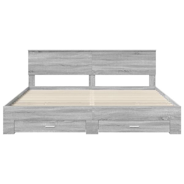 vidaXL Cadre de lit Gris Sonoma 200 x 200 cm Bois d'ing&eacute;nierie