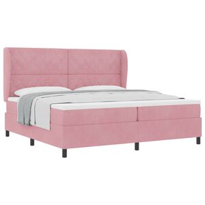 vidaXL Lit &agrave; ressorts avec matelas Rose 200 x 200 cm Polyester
