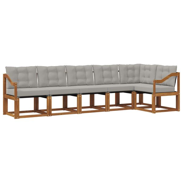 vidaXL Ensemble de canap&eacute;s d'ext&eacute;rieur 6 pcs Gris Naturel et Clair