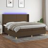 vidaXL Sommier &agrave; lattes de lit matelas et LED Marron fonc&eacute; 200x200 cm