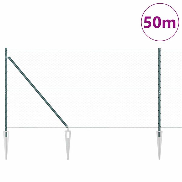 vidaXL Cl&ocirc;ture avec poteaux Vert 1.2 x 50 m Acier recouvert de PVC