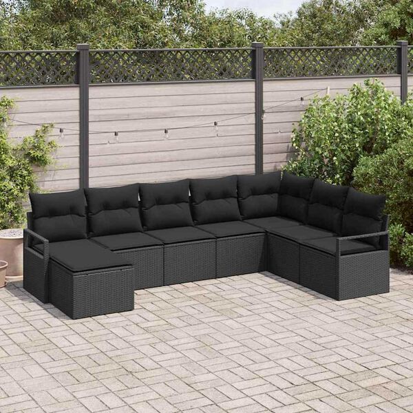 vidaXL Ensemble de Canap&eacute;s avec coussin 8 pcs Noir polyrotin