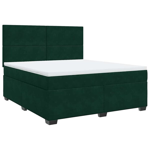 vidaXL Sommier &agrave; lattes de lit et matelas Vert fonc&eacute; 180x200cm Velours
