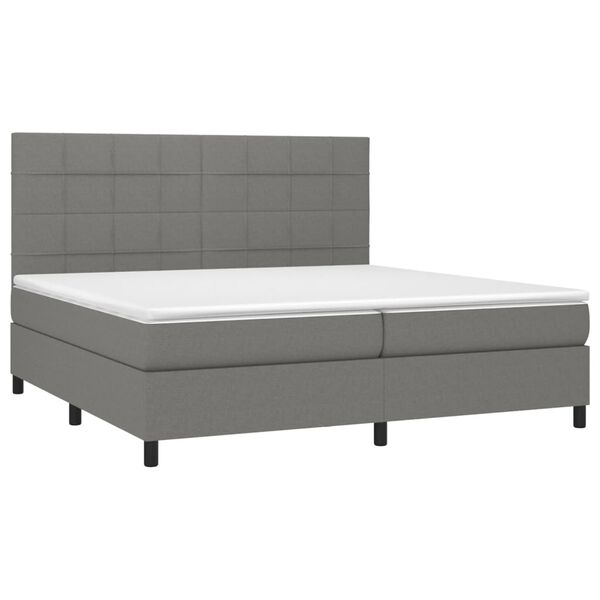 vidaXL Sommier &agrave; lattes de lit et matelas et LED Gris fonc&eacute; 200x200 cm