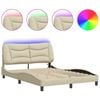 vidaXL Cadre de lit avec LED sans matelas Hvar cr&egrave;me 120x200 cm tissu