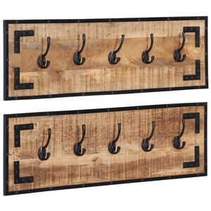 vidaXL Porte-manteaux 2 pcs 80x8x25 cm bois de manguier massif brut
