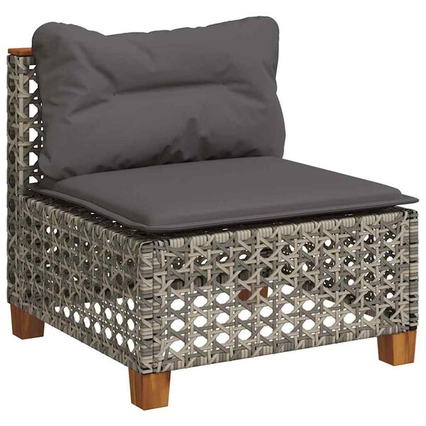vidaXL Salon de jardin 8 pcs avec coussins gris résine tressée
