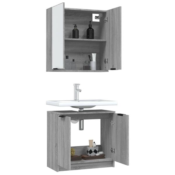 vidaXL Ensemble d'armoires de salle de bain 2 pcs sonoma gris