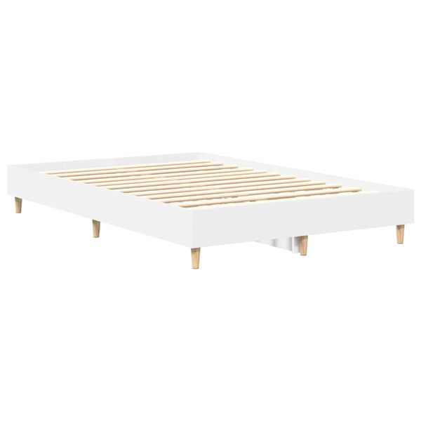 vidaXL Cadre de lit sans matelas blanc 135x190 cm bois d'ing&eacute;nierie