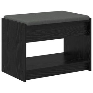 vidaXL Banc d'entr&eacute;e avec coussin Ch&ecirc;ne Noir 63 x 38 x 45 cm