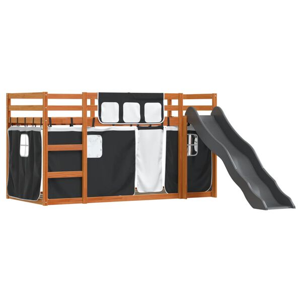 vidaXL Lit superpos&eacute; sans matelas avec toboggan blanc noir 80x200 cm