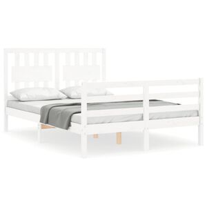 vidaXL Cadre de lit sans matelas blanc 140x200 cm bois massif