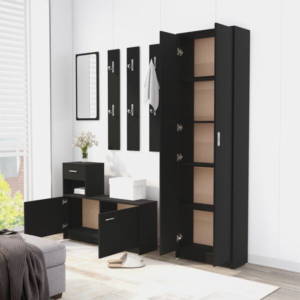 vidaXL Garde-robe de couloir Noir 55x25x189 cm Bois d'ingénierie