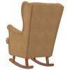vidaXL Fauteuil &agrave; bascule &agrave; oreilles en velours marron bois massif