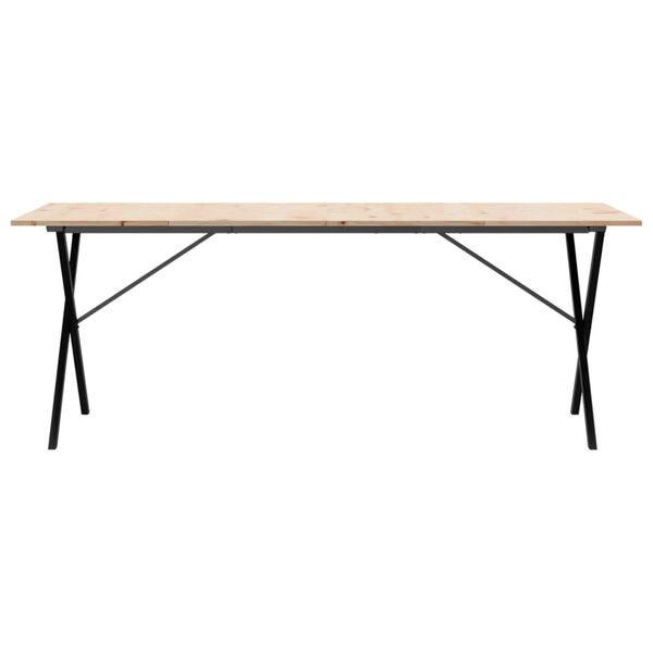 vidaXL Table &agrave; manger cadre en X 200x100x75cm bois de pin massif acier