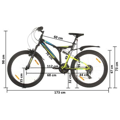vidaXL Vélo de montagne 21 vitesses Roue de 26 pouces 49 cm Noir