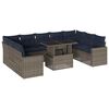 vidaXL Ensemble de canap&eacute; de jardin 10 pcs avec coussins gris r&eacute;sine tress&eacute;e