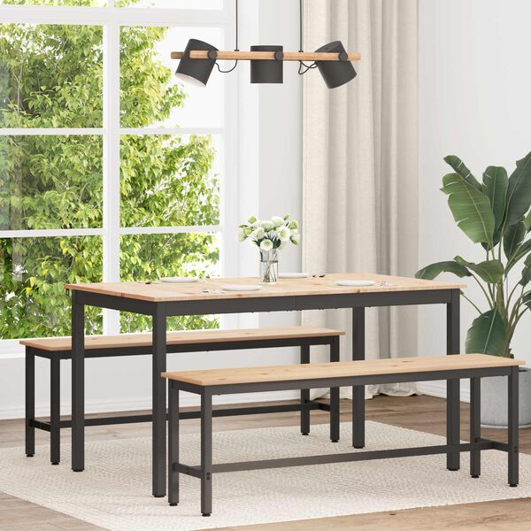 vidaXL Table de salle &agrave; manger / Table de repas Naturel