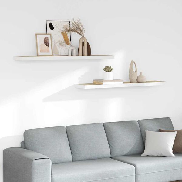 vidaXL &Eacute;tag&egrave;res flottantes 2 pcs ch&ecirc;ne et blanc 120x23,5x3,8 cm MDF