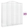 vidaXL Paniers &agrave; gabions arqu&eacute;s 9 pcs 200x30x200/220 cm fer galvanis&eacute;