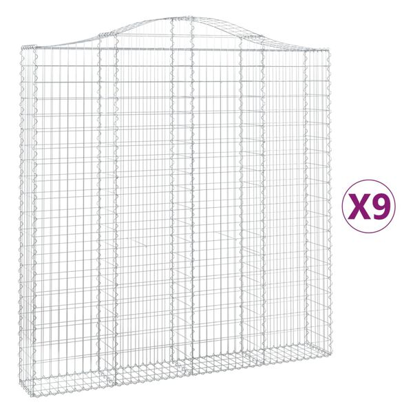 vidaXL Paniers &agrave; gabions arqu&eacute;s 9 pcs 200x30x200/220 cm fer galvanis&eacute;