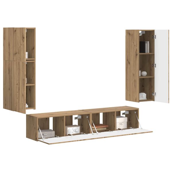 vidaXL Ensemble meuble TV 4 pcs Ch&ecirc;ne artisanal Bois d'ing&eacute;nierie
