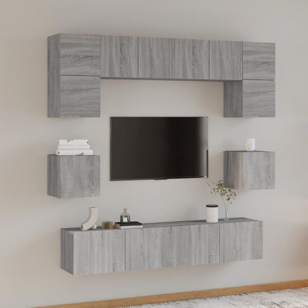 vidaXL Ensemble de meubles TV 8 pcs Sonoma gris Bois d'ingénierie
