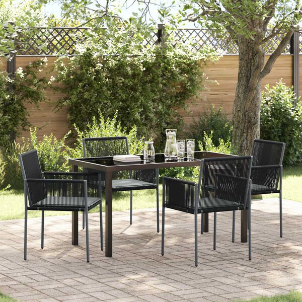 vidaXL Ensemble de salle &agrave; manger pour jardin 5 pcs Noir Rotin PE