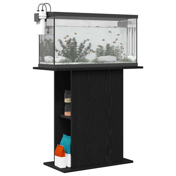 vidaXL Support d'aquarium Chêne noir 75x36x72,5 cm Bois d'ingénierie