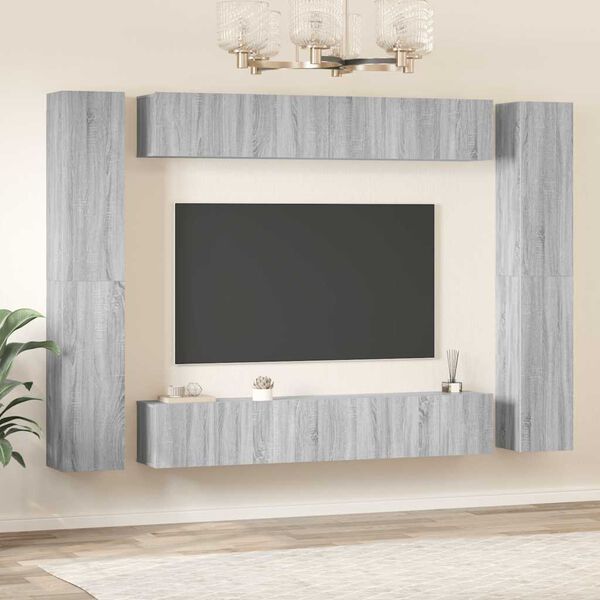 vidaXL Ensemble de meubles TV 10 pcs Sonoma gris Bois d'ing&eacute;nierie