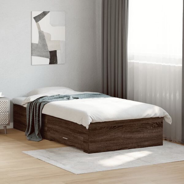 vidaXL Cadre de lit avec tiroirs sans matelas chêne marron 75x190 cm