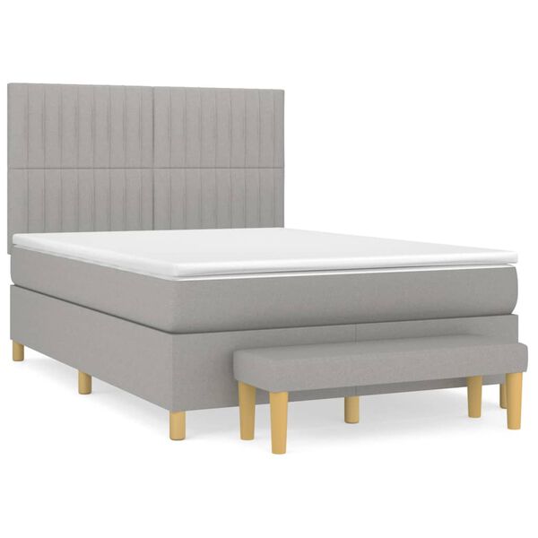 vidaXL Sommier &agrave; lattes de lit avec matelas Gris clair 140x200cm Tissu
