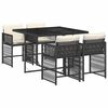 vidaXL Ensemble &agrave; manger de jardin coussins 5pcs Noir R&eacute;sine tress&eacute;e