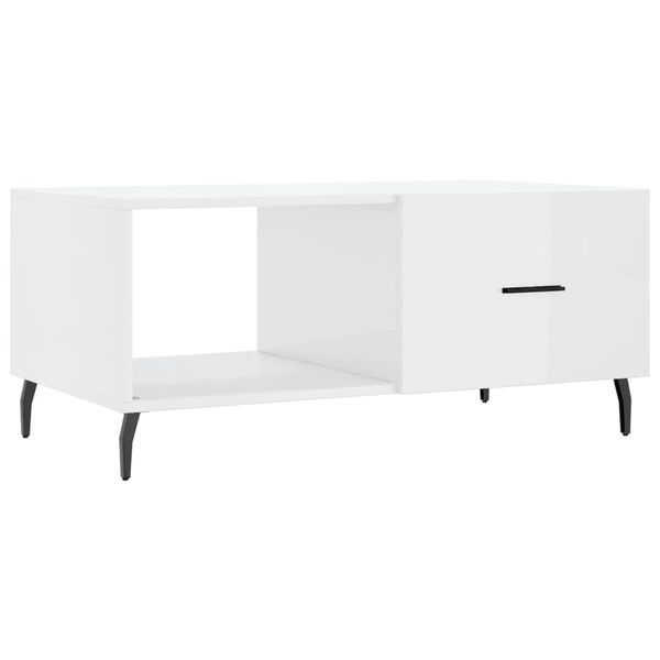 vidaXL Table basse Blanc brillant 90x50x40 cm Bois d'ing&eacute;nierie