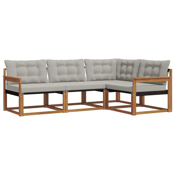 vidaXL Ensemble de canap&eacute;s d'ext&eacute;rieur 4 pcs Gris Naturel et Clair