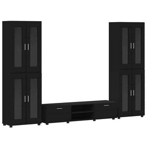 vidaXL Ensemble meuble TV FLORIN 3 pcs Noir Bois d'ing&eacute;nierie