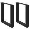 vidaXL Pieds de table basse en U, 2 pi&egrave;ces, noir, 50 x (42-43) cm, acier