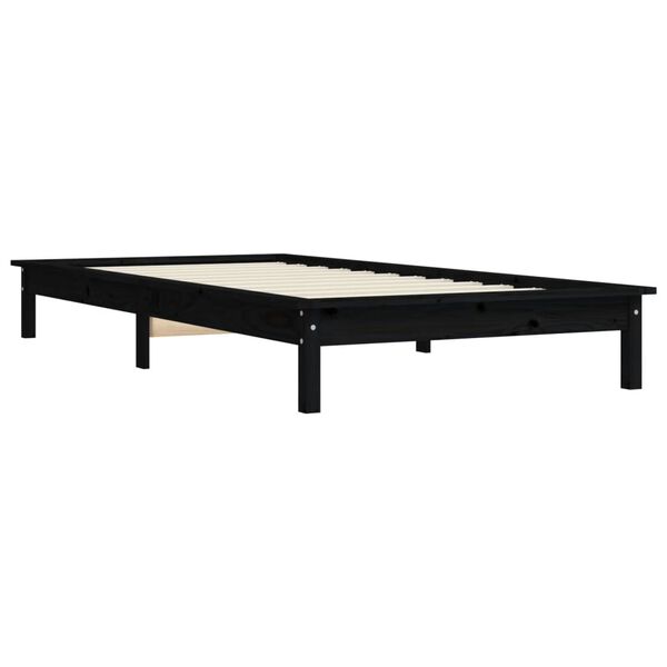 vidaXL Cadre de lit sans matelas noir bois massif