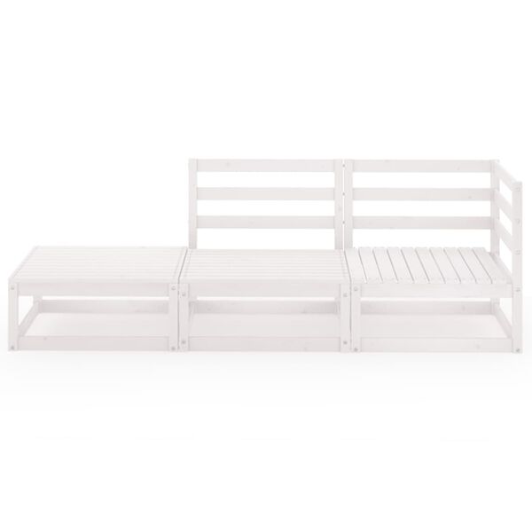 vidaXL Salon de jardin 3 pcs Blanc Bois de pin massif