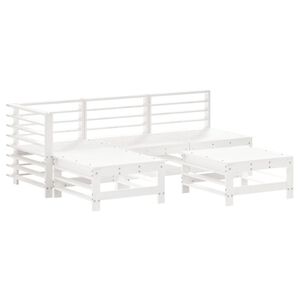 vidaXL Salon de jardin 5 pcs blanc bois massif de pin