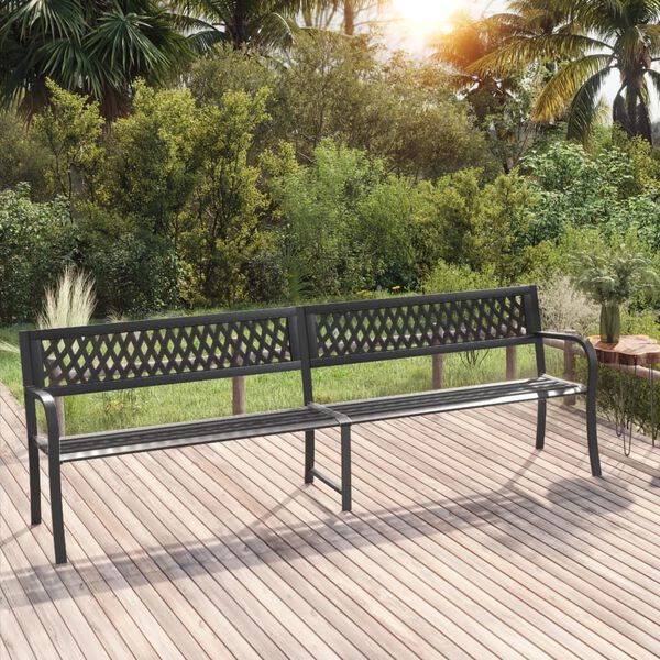 vidaXL Banc double de jardin 246 cm Noir Acier